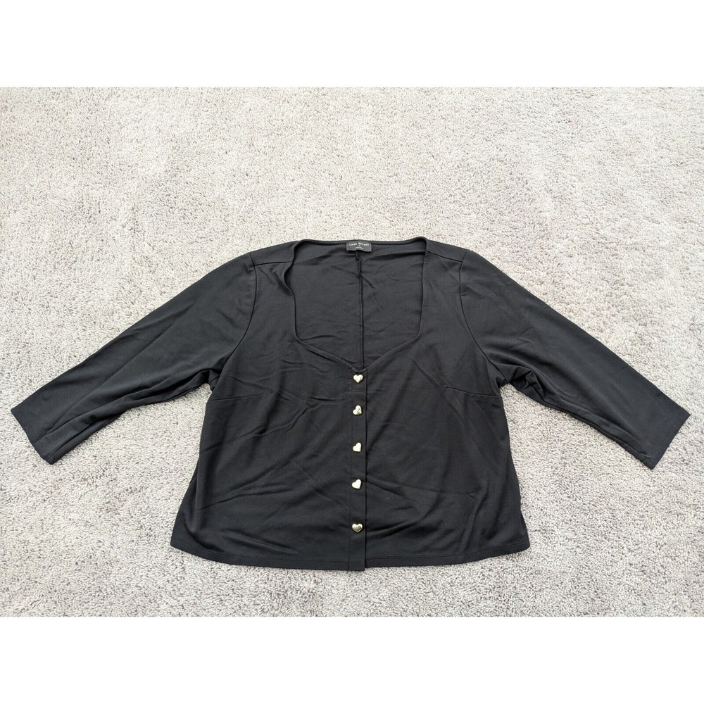 Lane Bryant‎ Blouse Top Womens 24 Square Neck Black Stretch